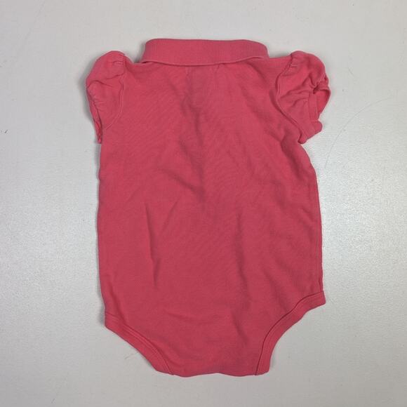 Ralph Lauren Onesie Baby Girls Sz 9m Salmon Pink Ruffle Polo Classic - Picture 3 of 4